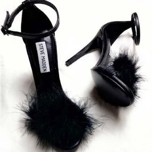 Sexy furry fuzzy ankle heels